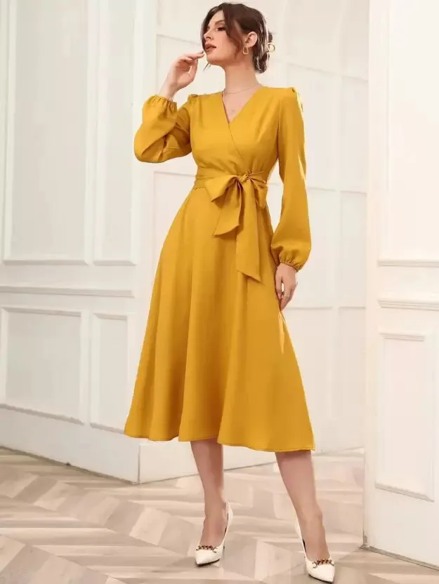 Elegant A-Line Wrap Dress