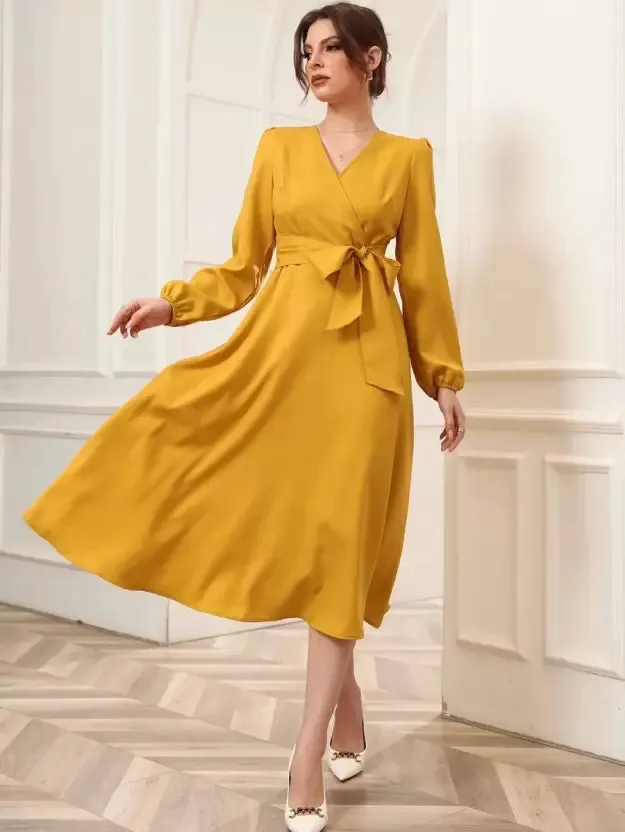 Elegant A-Line Wrap Dress