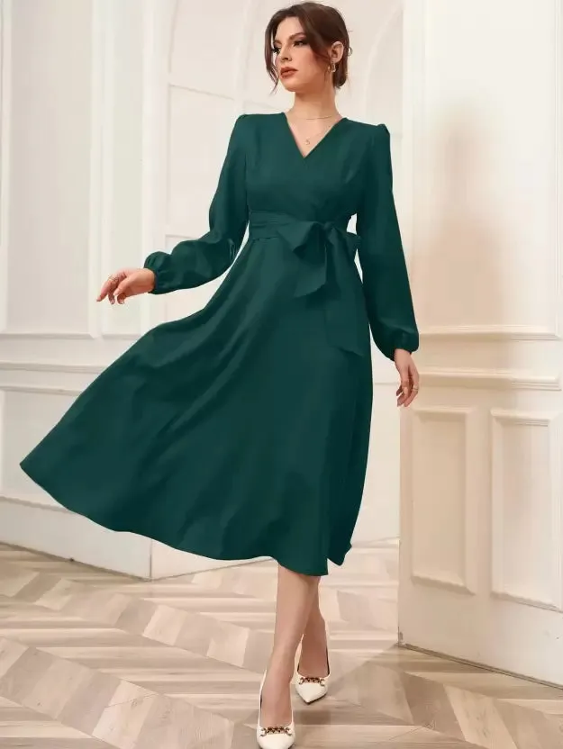 Elegant A-Line Wrap Dress