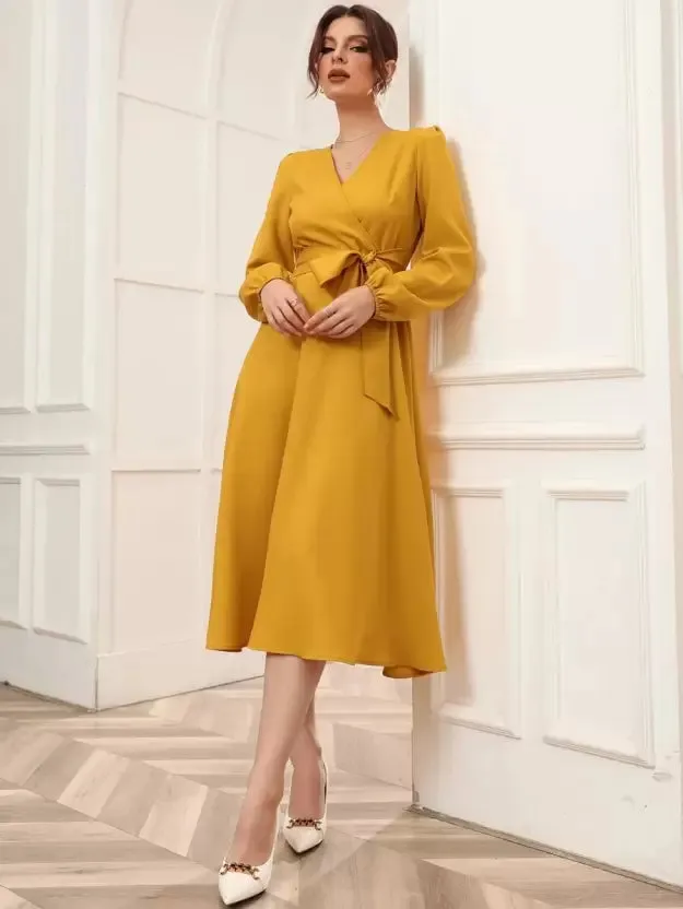 Elegant A-Line Wrap Dress