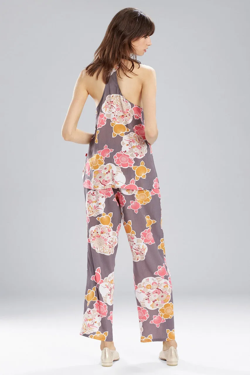 Enchanted Garden PJ Set Charcoal With Hibiscus