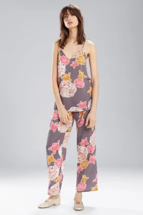 Enchanted Garden PJ Set Charcoal With Hibiscus