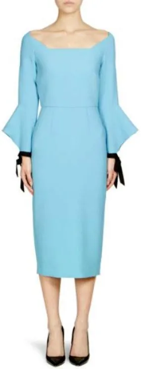 Flared Sleeve Dress, Light Blue
