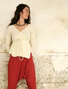 Flip Wrap Babydoll Cropped Shirt