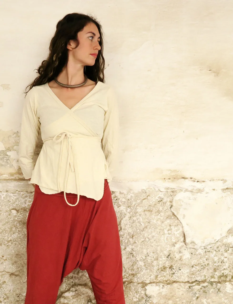 Flip Wrap Babydoll Cropped Shirt