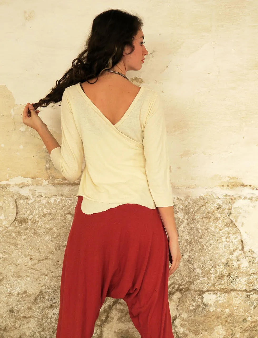 Flip Wrap Babydoll Cropped Shirt