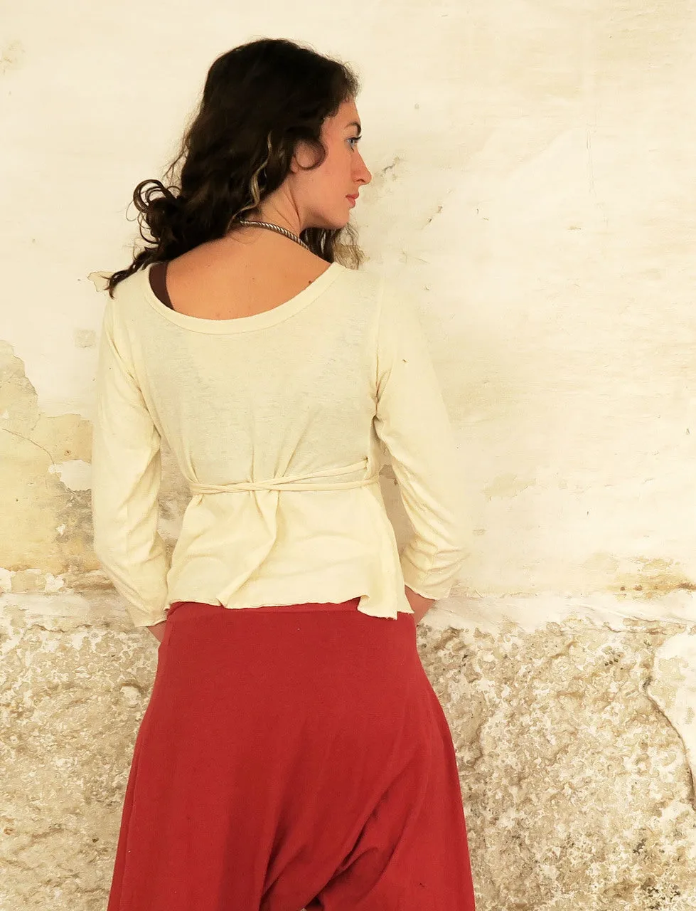 Flip Wrap Babydoll Cropped Shirt
