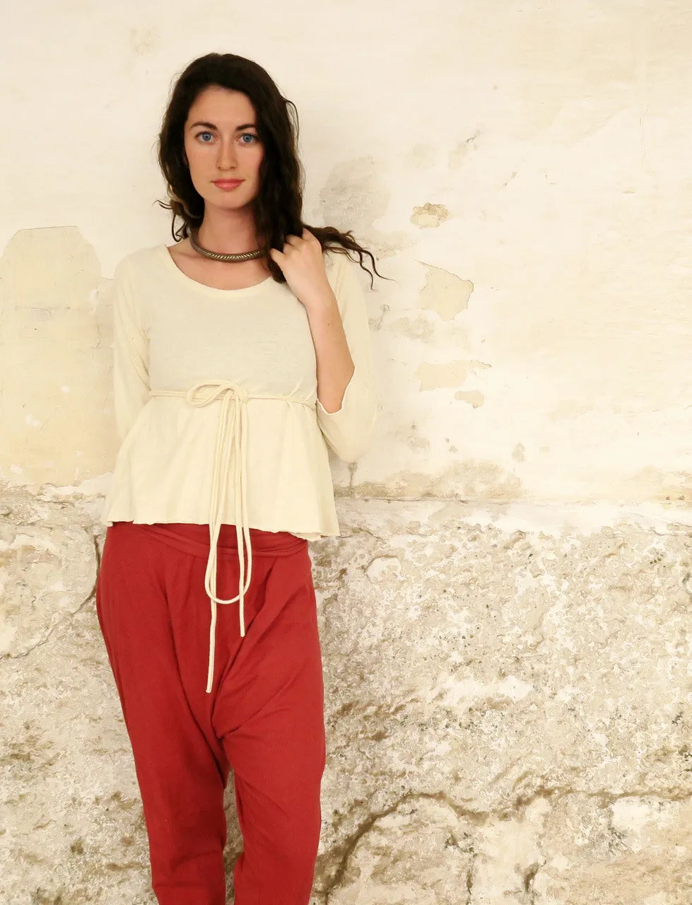 Flip Wrap Babydoll Cropped Shirt