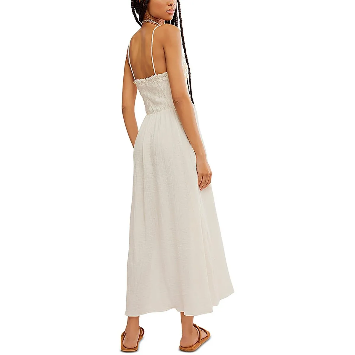 Free People Womens Cotton Adjustable Straps Midi Dress