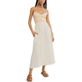 Free People Womens Cotton Adjustable Straps Midi Dress