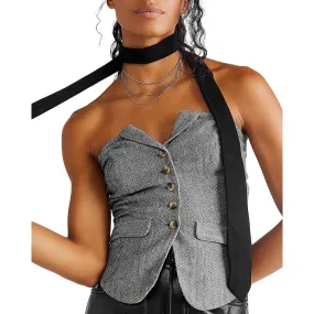 Free People Womens Jamie Herringbone Blazer Strapless Top