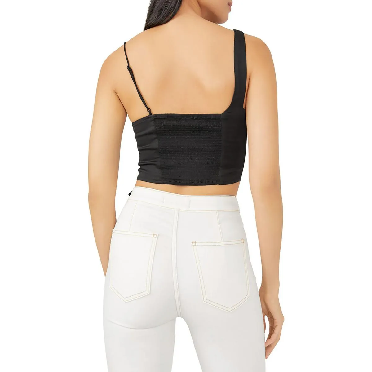 Free People Womens Mila One Shoulder Side Tie Cropped