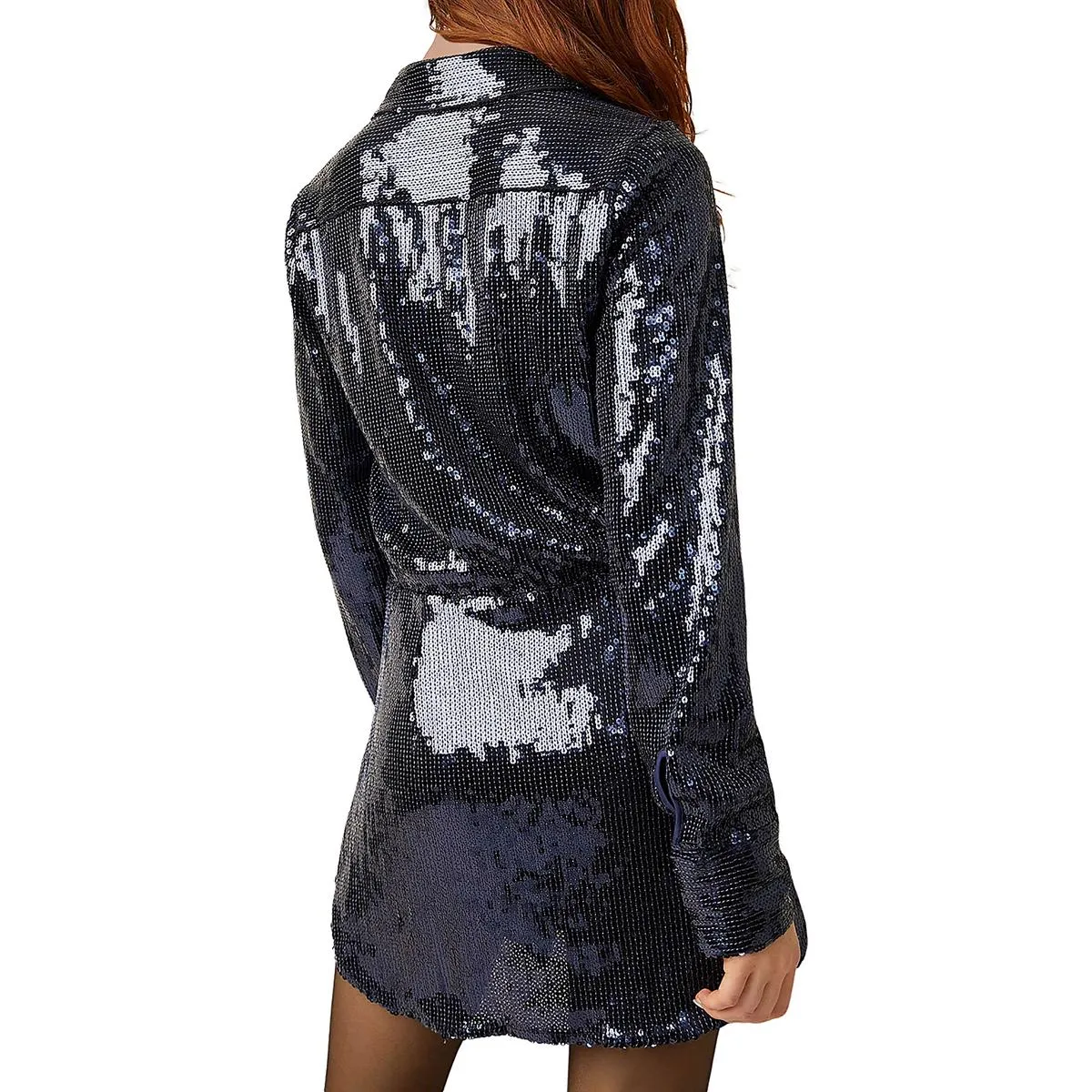 Free People Womens Sophie Sequined Mini Shirtdress