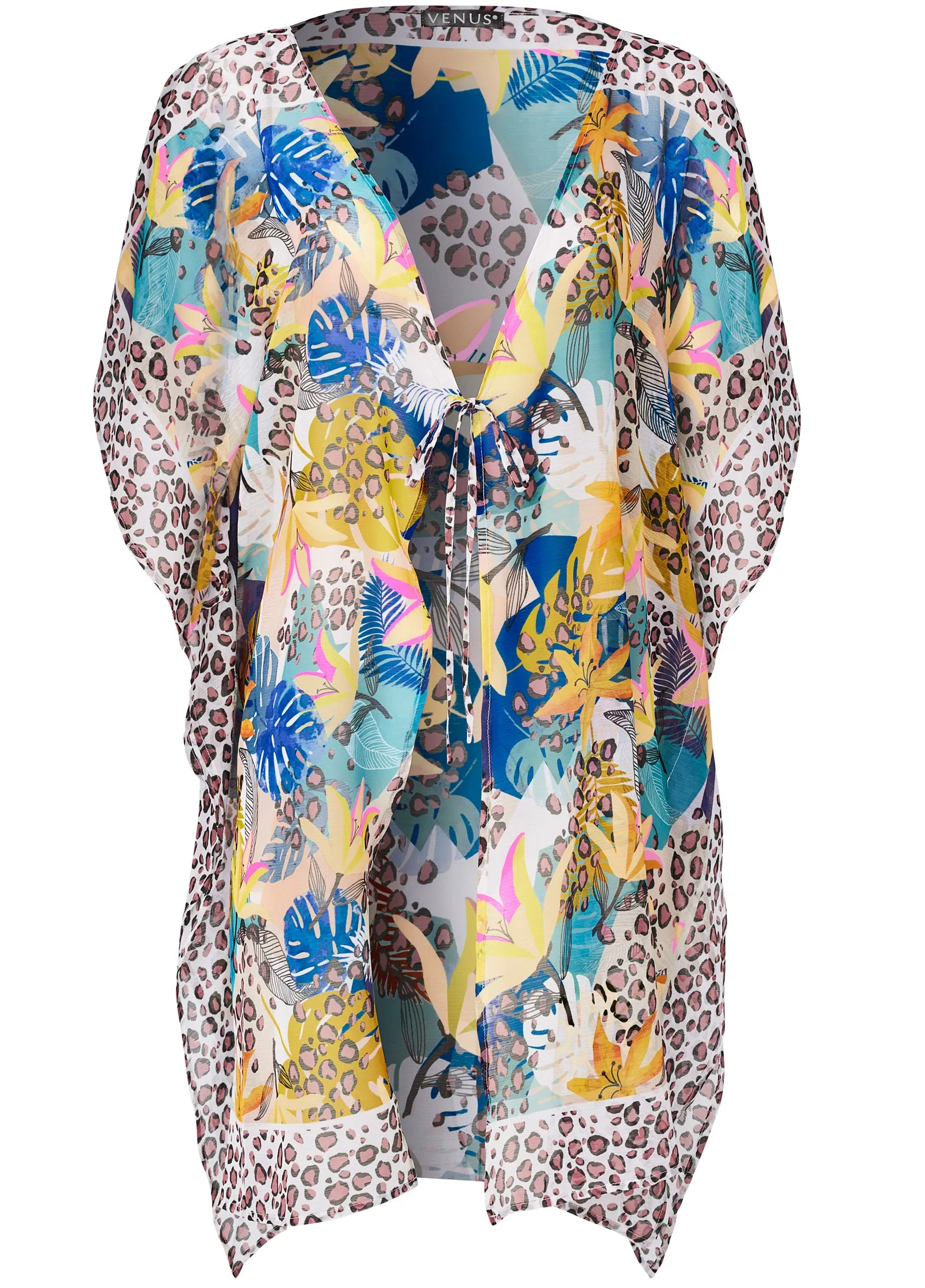 Front Tie Kimono Cover-Up - Wild Safari