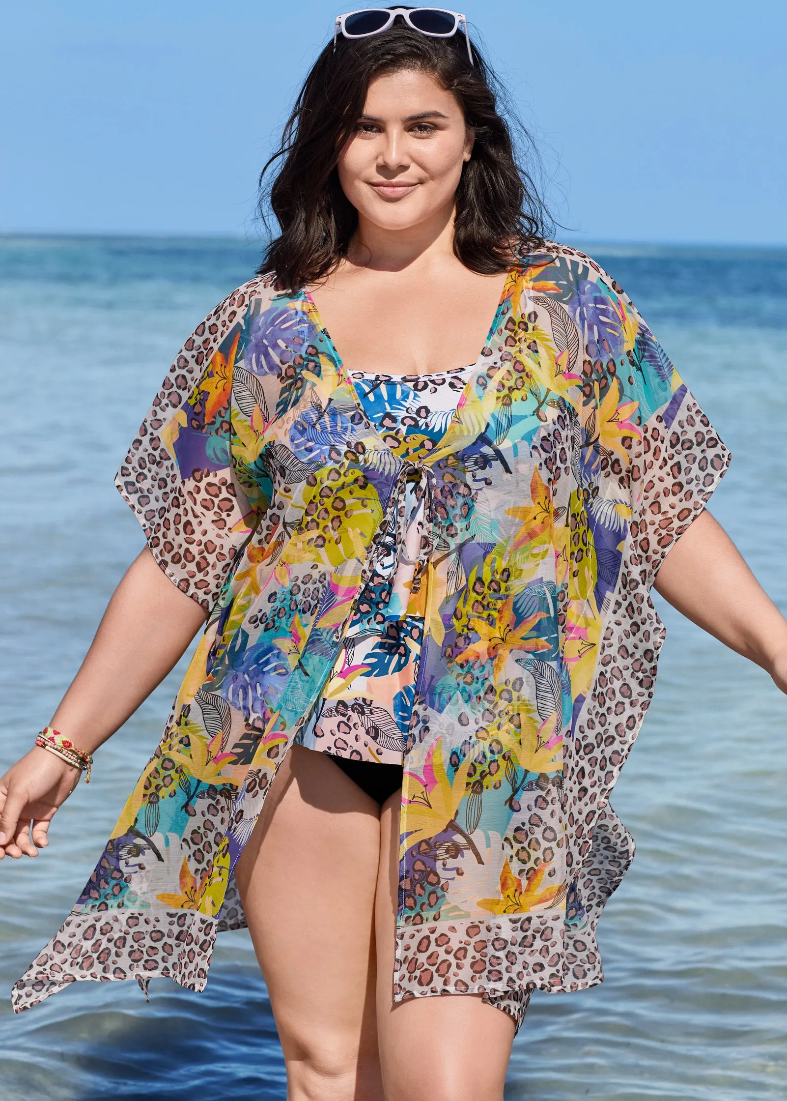Front Tie Kimono Cover-Up - Wild Safari