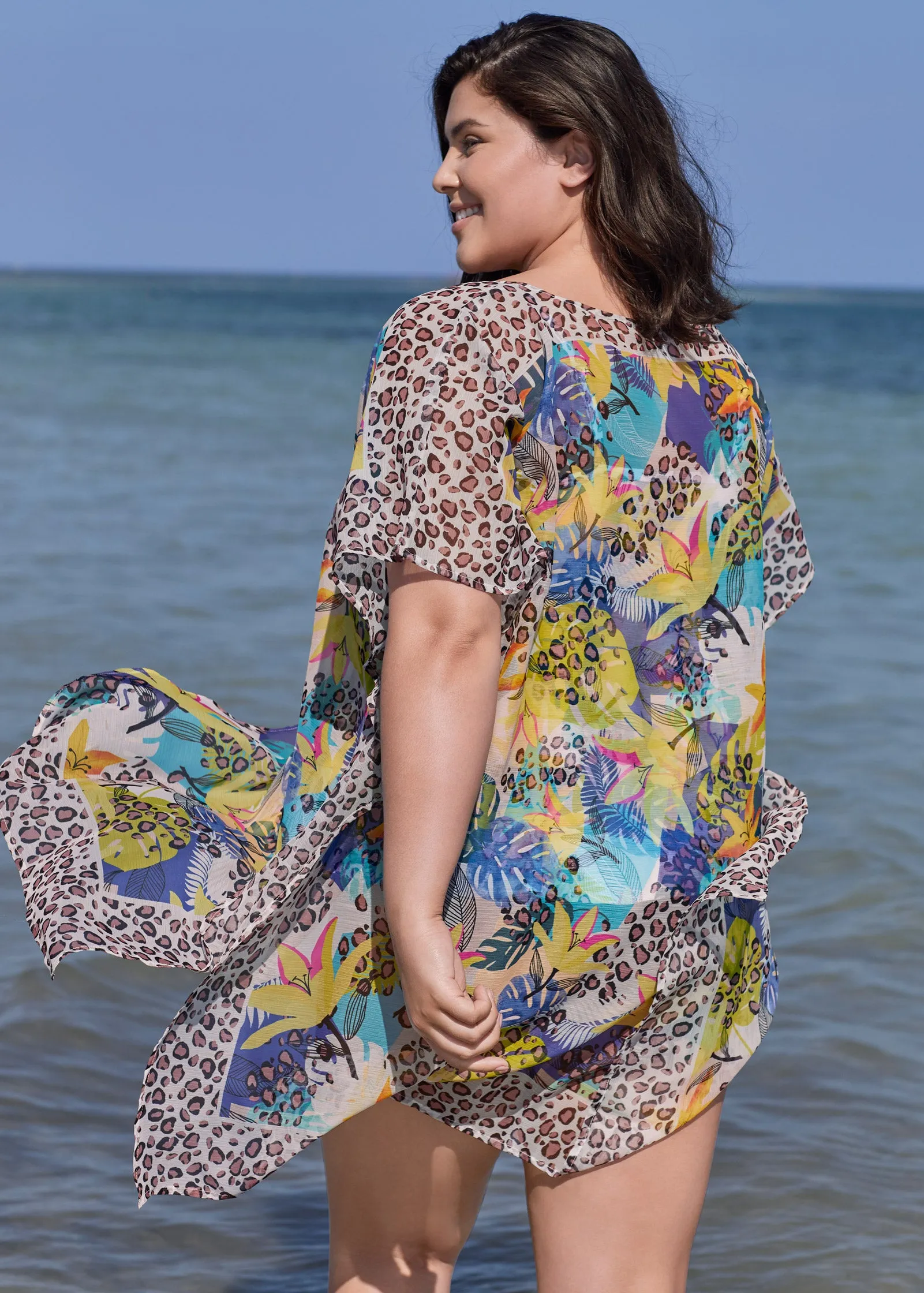 Front Tie Kimono Cover-Up - Wild Safari