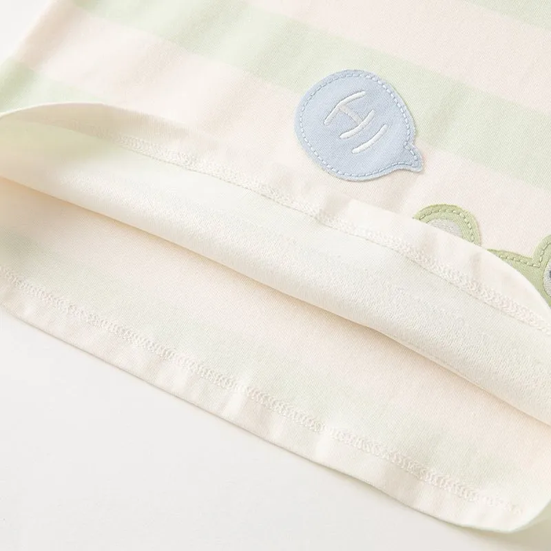 Greeting Frog Long Sleeve Boy Green Striped Tee