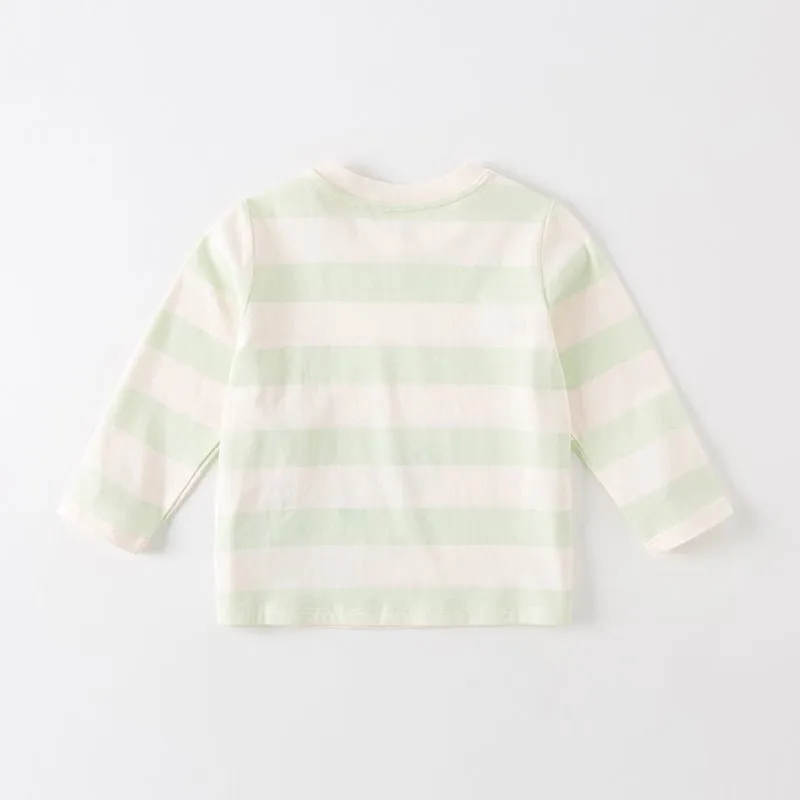 Greeting Frog Long Sleeve Boy Green Striped Tee