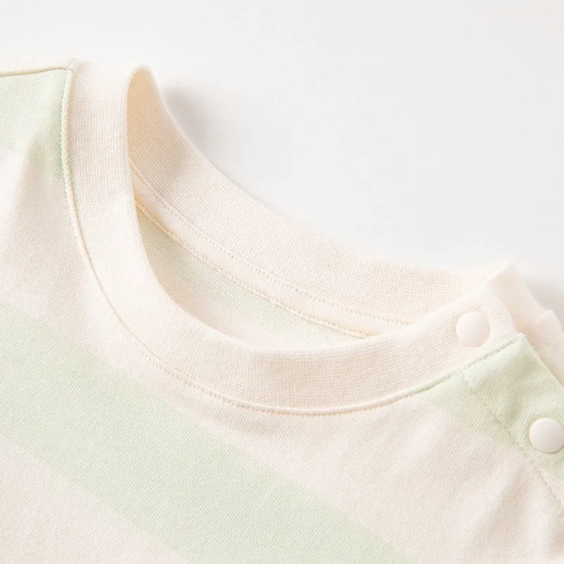 Greeting Frog Long Sleeve Boy Green Striped Tee