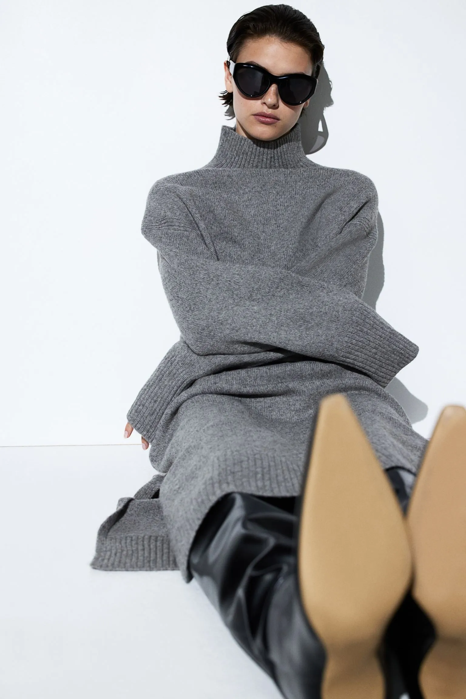 H&M Knit Mock Turtleneck dress, gray