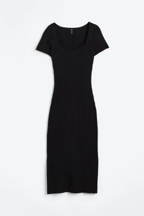 H&M Rib-knit Bodycon dress, black