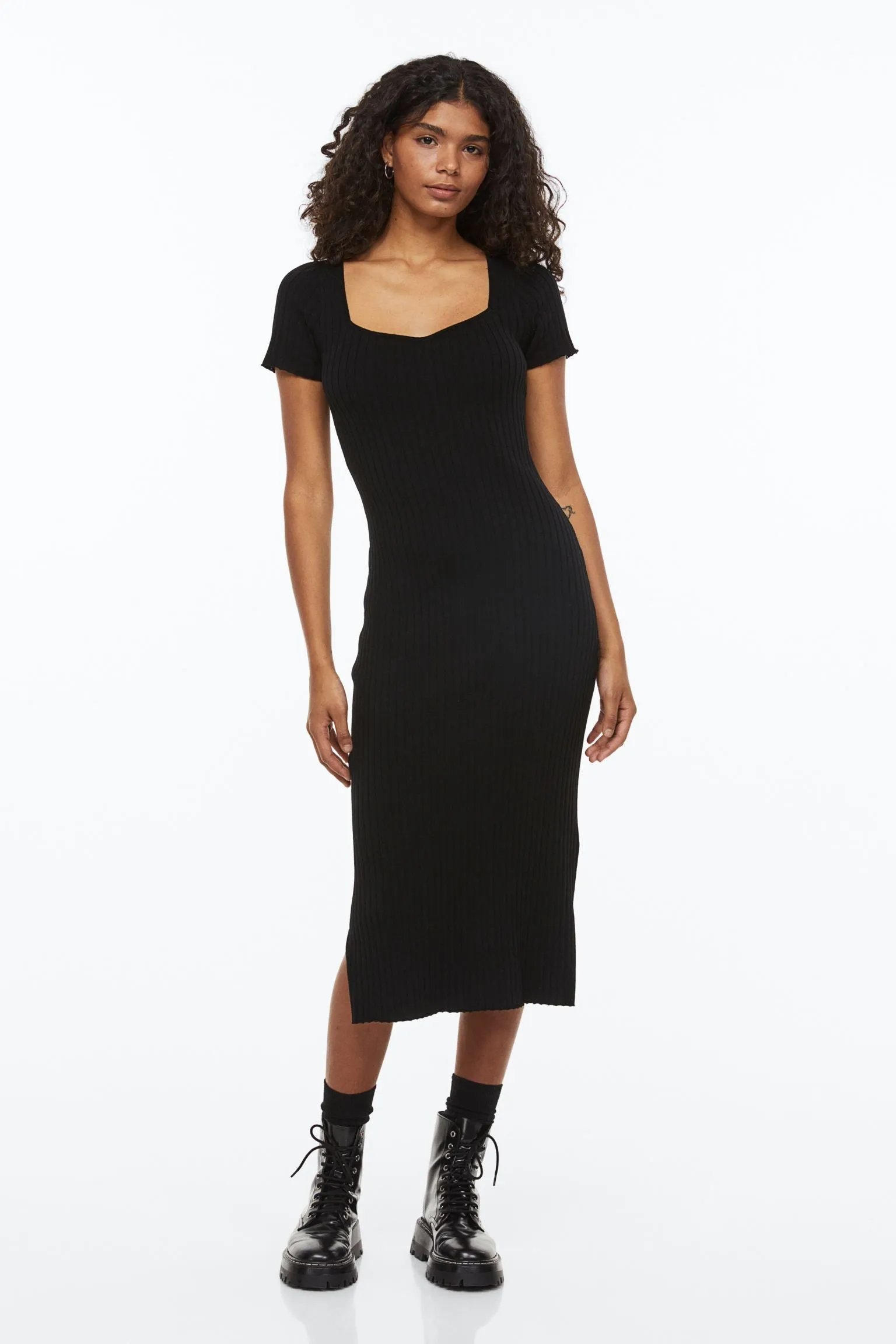 H&M Rib-knit Bodycon dress, black