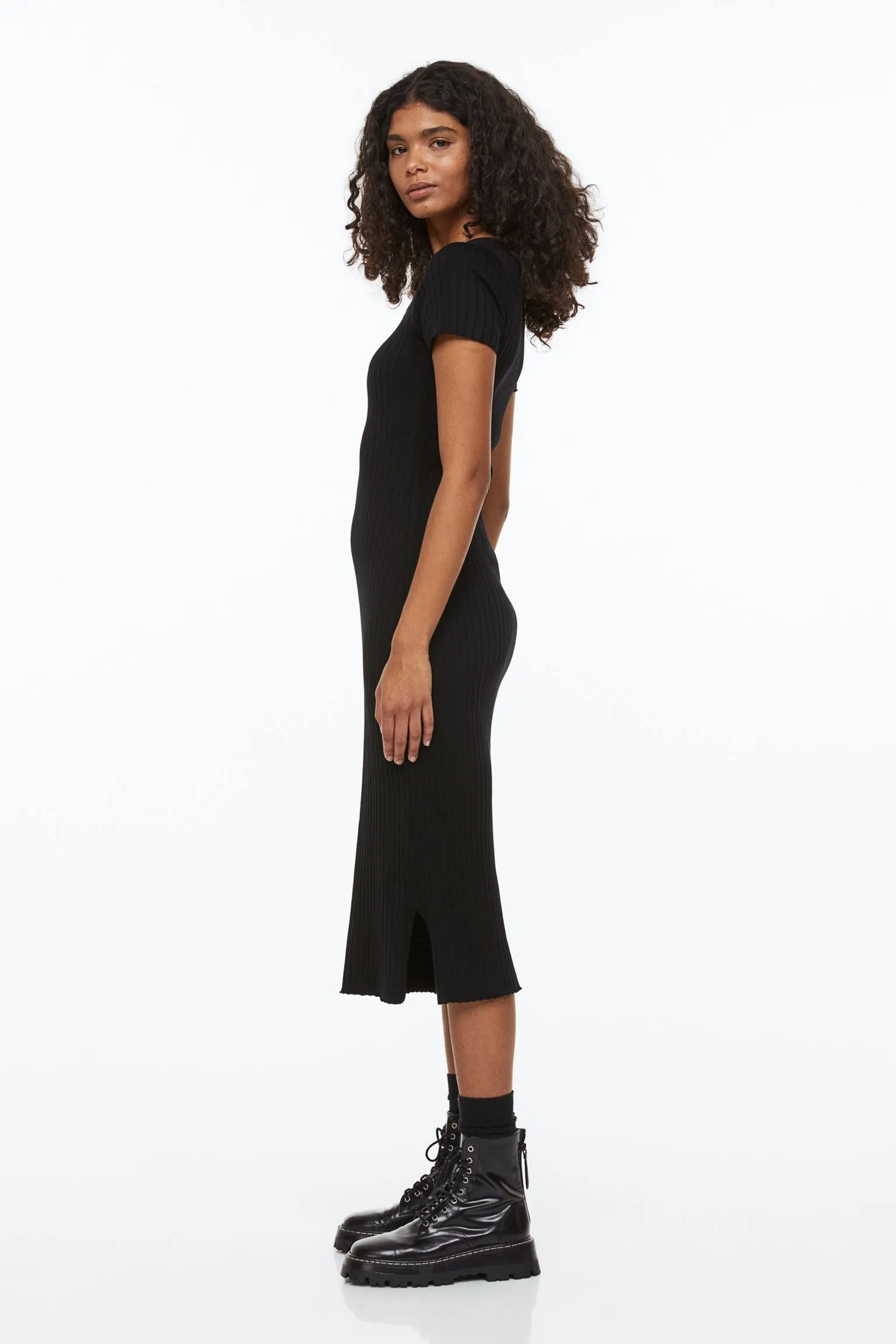 H&M Rib-knit Bodycon dress, black