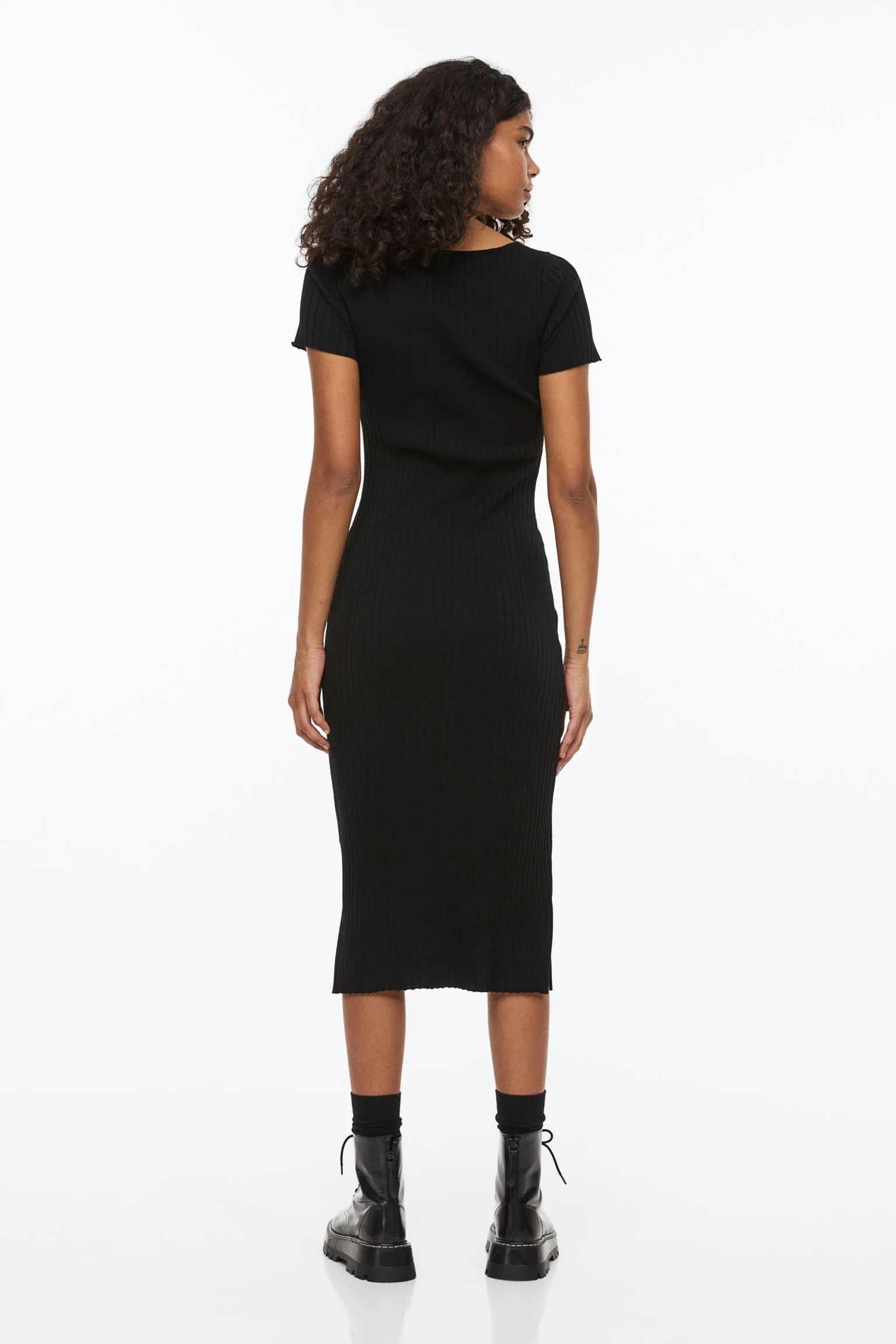 H&M Rib-knit Bodycon dress, black
