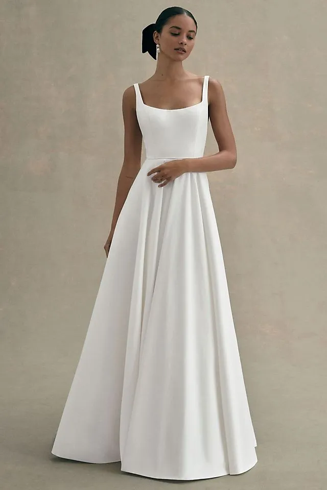 Jenny by Jenny Yoo Lawrence Taffeta Wedding Dress with Square Neck and Open Back light 01