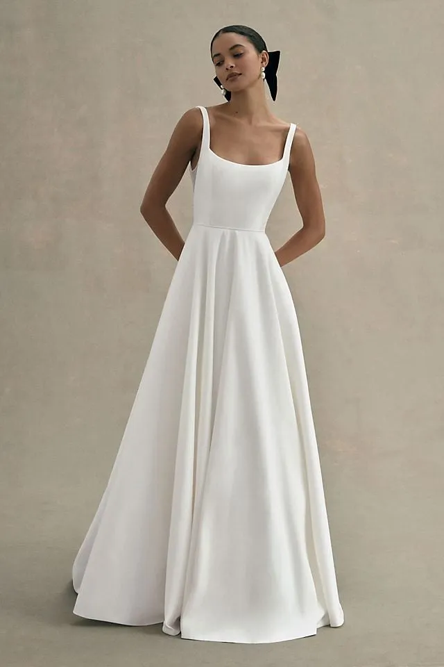 Jenny by Jenny Yoo Lawrence Taffeta Wedding Dress with Square Neck and Open Back light 01