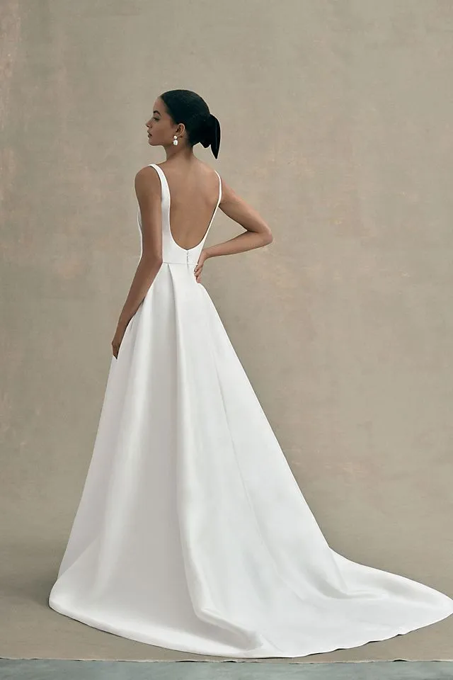 Jenny by Jenny Yoo Lawrence Taffeta Wedding Dress with Square Neck and Open Back light 01