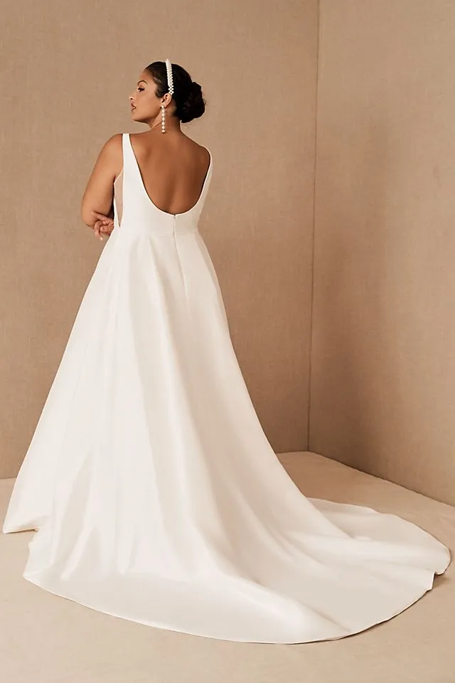 Jenny by Jenny Yoo Lawrence Taffeta Wedding Dress with Square Neck and Open Back light 01