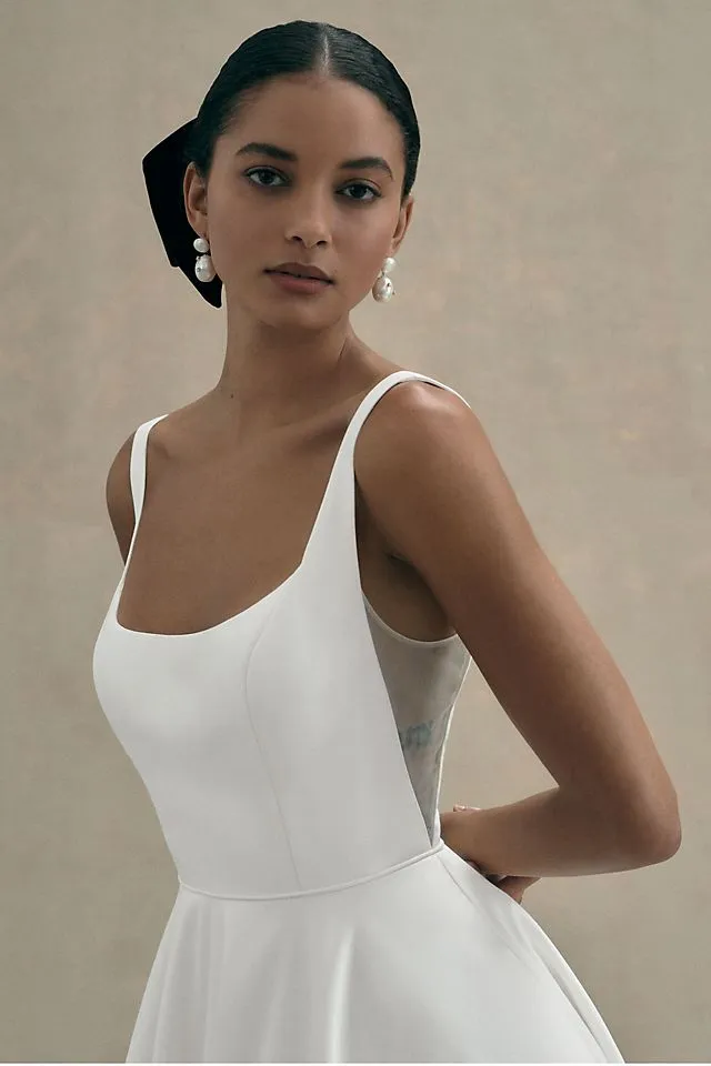 Jenny by Jenny Yoo Lawrence Taffeta Wedding Dress with Square Neck and Open Back light 01