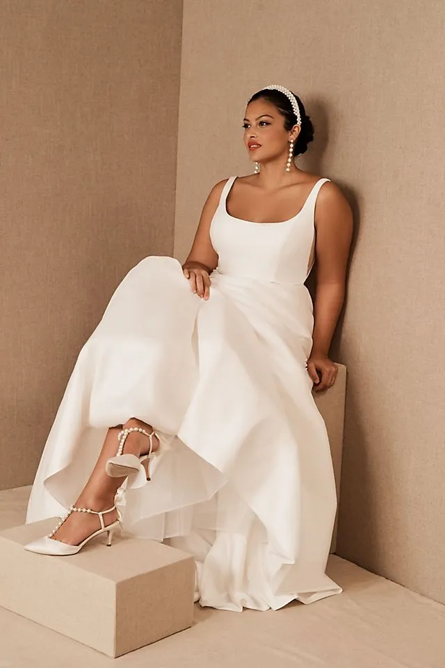 Jenny by Jenny Yoo Lawrence Taffeta Wedding Dress with Square Neck and Open Back light 01