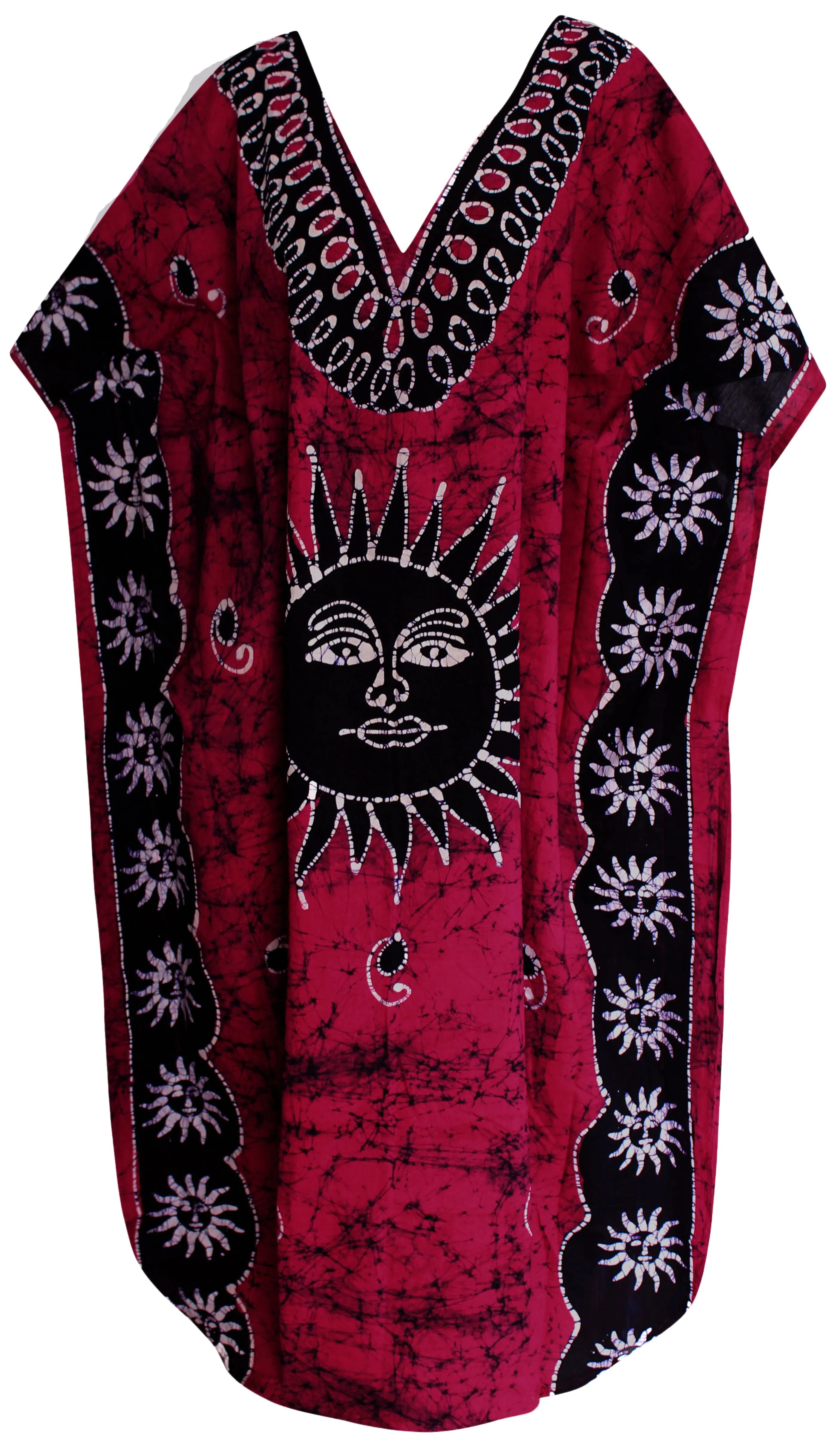 LA LEELA Cotton Batik Printed Women's Kaftan Kimono Summer Beachwear Cover up Dress OSFM 14-18W [L- 2X] Pink_J947