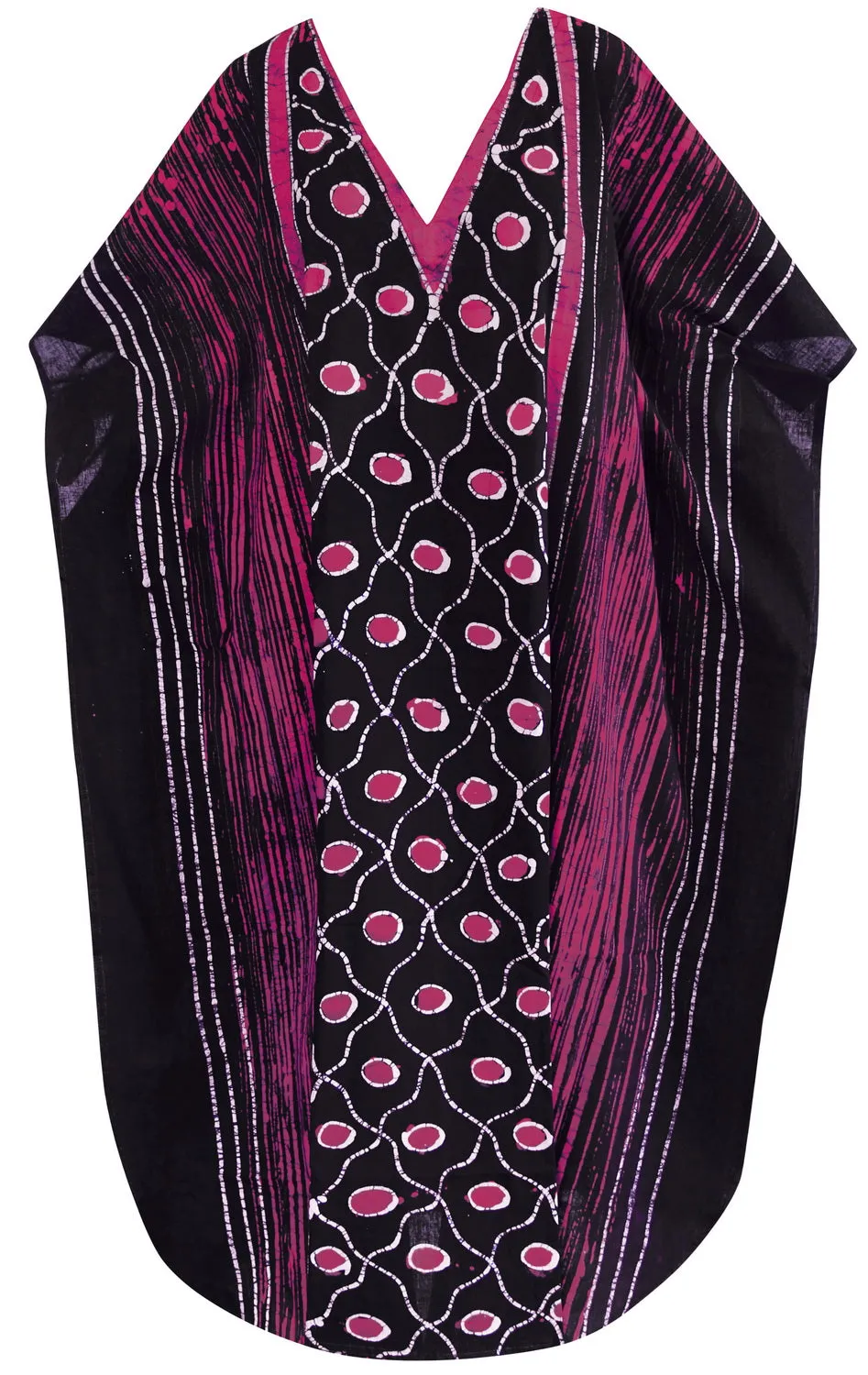 LA LEELA Cotton Batik Printed Women's Kaftan Kimono Summer Beachwear Cover up Dress Pink_U958