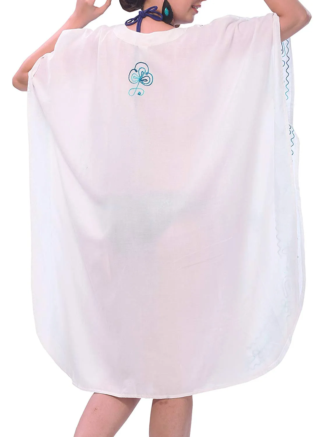 LA LEELA Rayon Solid Women's Caftan Kimono Nightgown Beachwear Cover up Dress