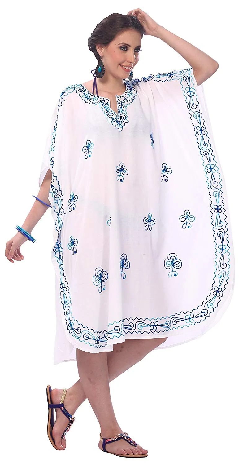 LA LEELA Rayon Solid Women's Caftan Kimono Nightgown Beachwear Cover up Dress