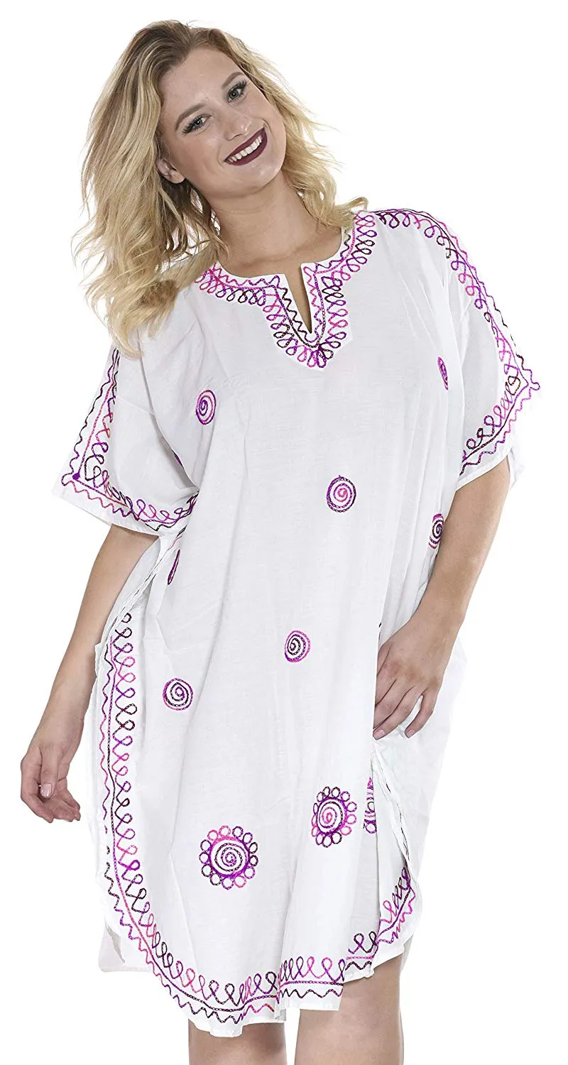 LA LEELA Rayon Solid Women's Caftan Kimono Nightgown Beachwear Cover up Dress