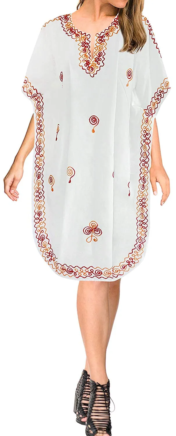 LA LEELA Rayon Solid Women's Caftan Kimono Nightgown Beachwear Cover up Dress