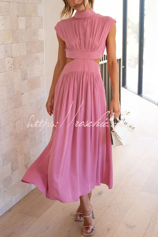 Light of My Life Cutout Waist Pocketed Vacation Midi Dress