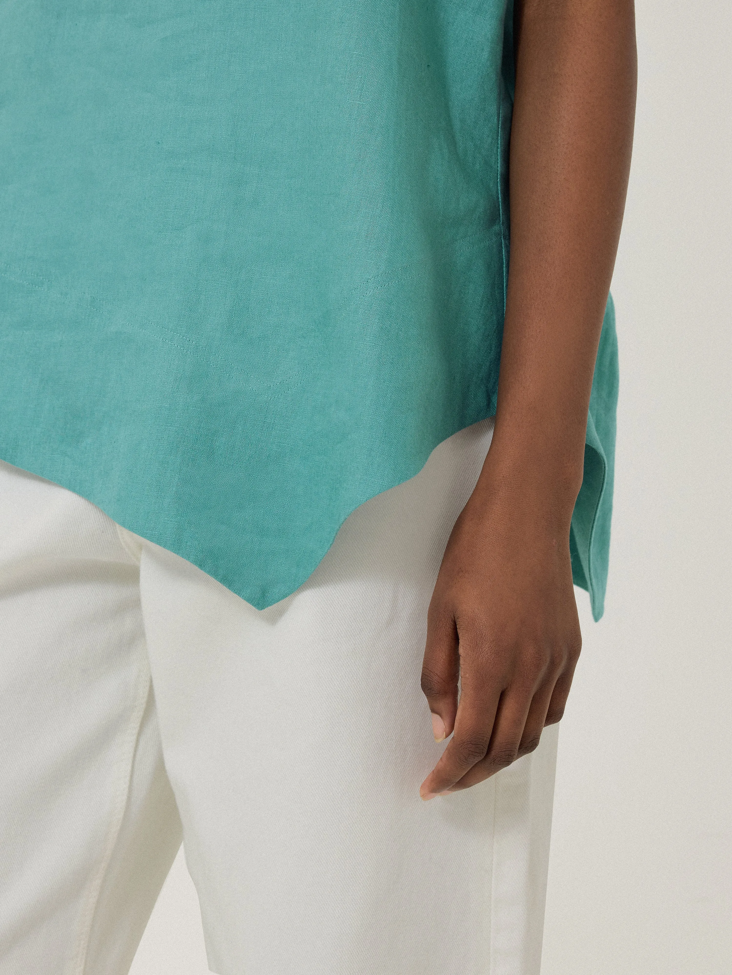 Linen Relaxed Top | Blue