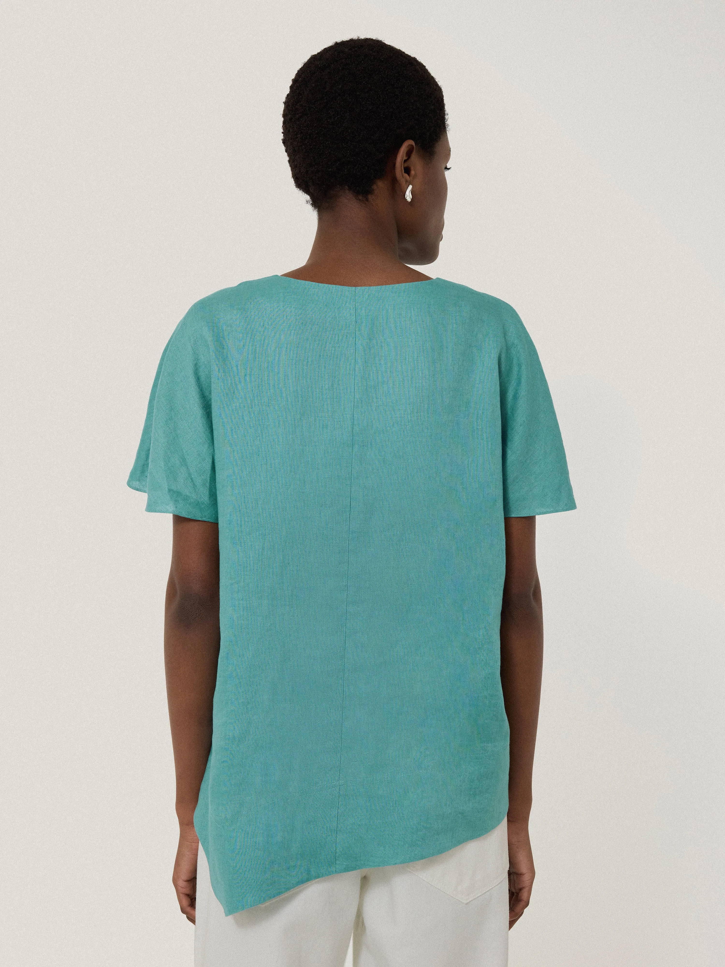 Linen Relaxed Top | Blue