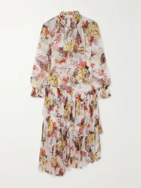 Matchmaker asymmetric floral-print chiffon midi dress