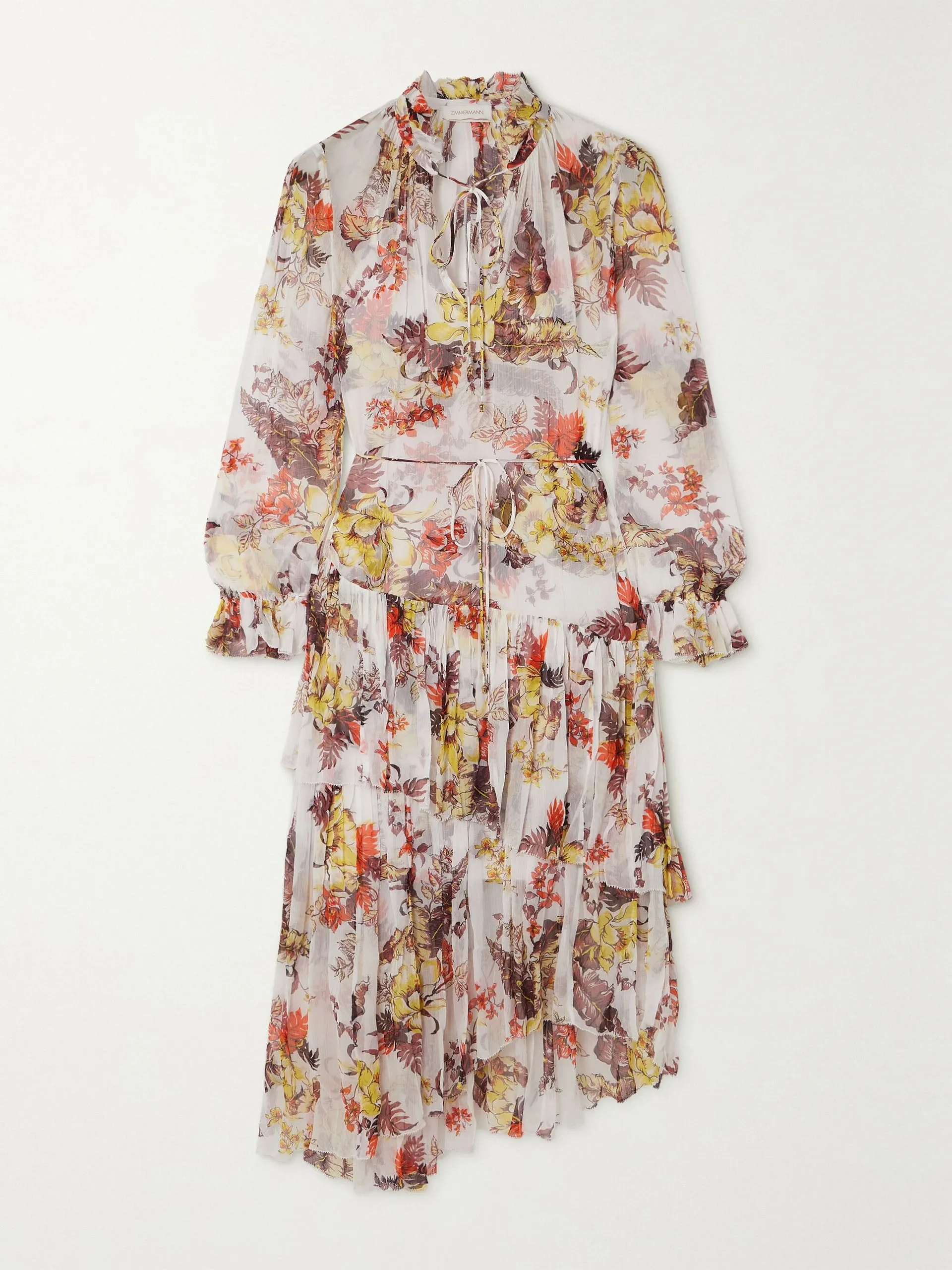 Matchmaker asymmetric floral-print chiffon midi dress