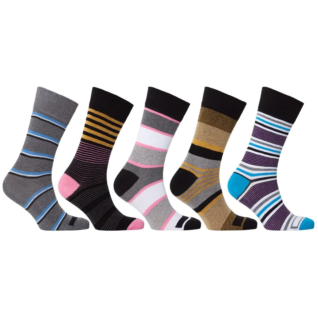 Men's 5-Pair Fun Striped Socks-3061