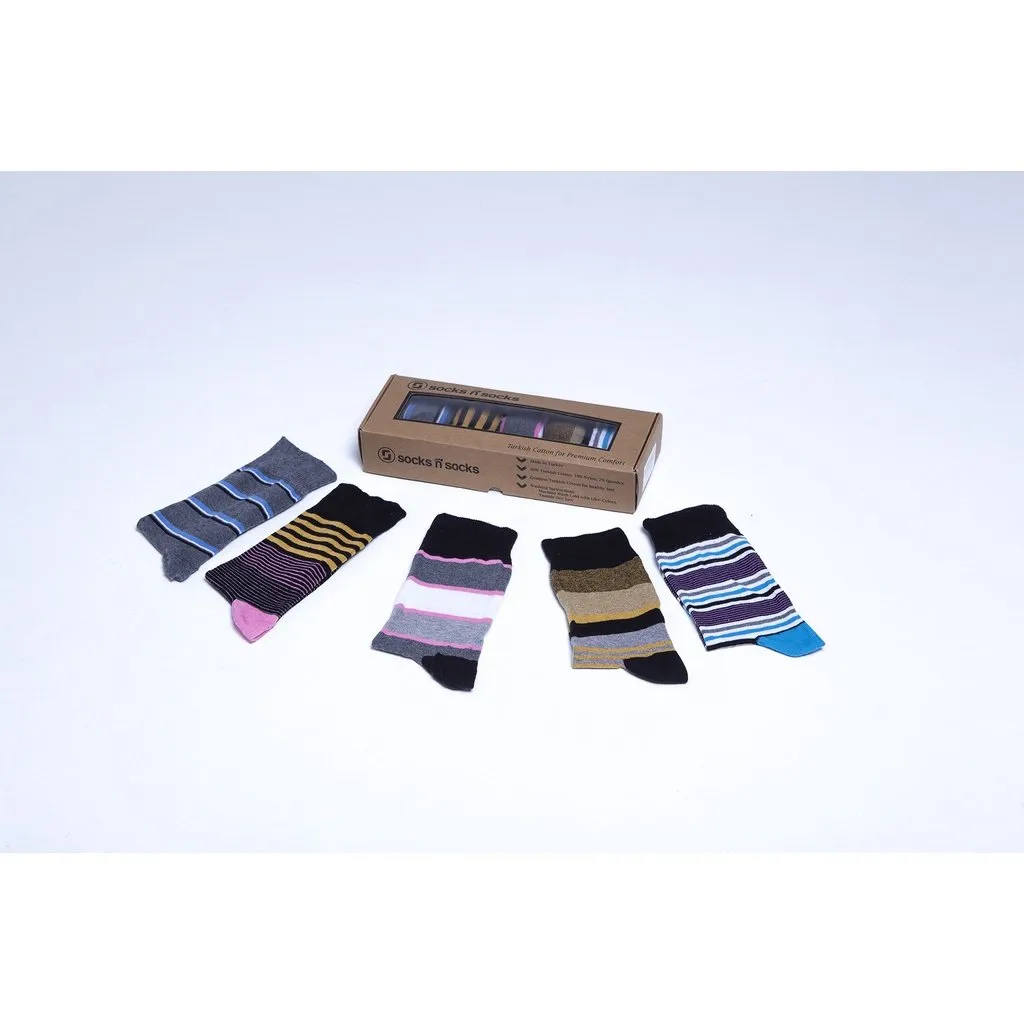 Men's 5-Pair Fun Striped Socks-3061