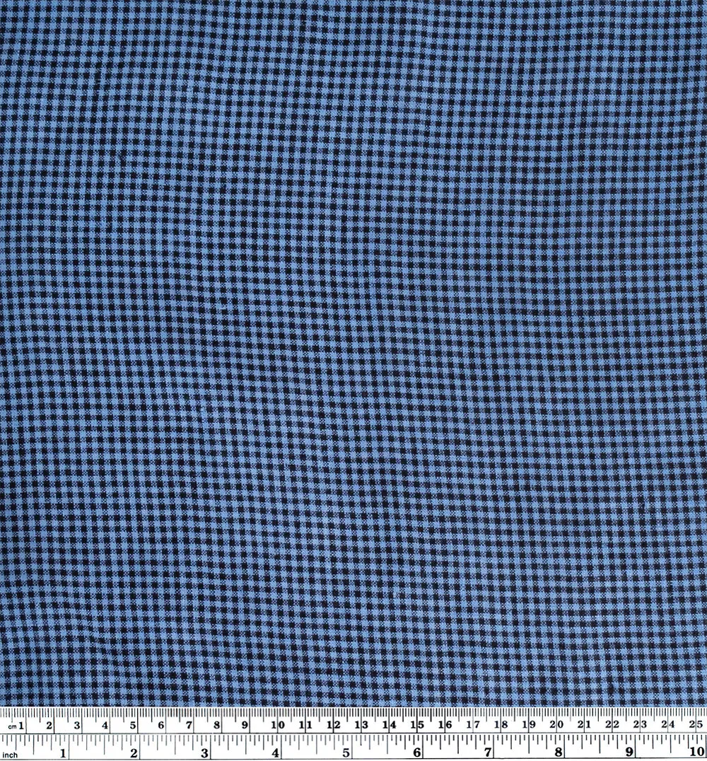 Micro Gingham Yarn Dyed Linen - Sky Blue/Black