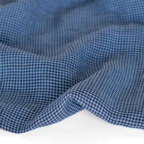Micro Gingham Yarn Dyed Linen - Sky Blue/Black
