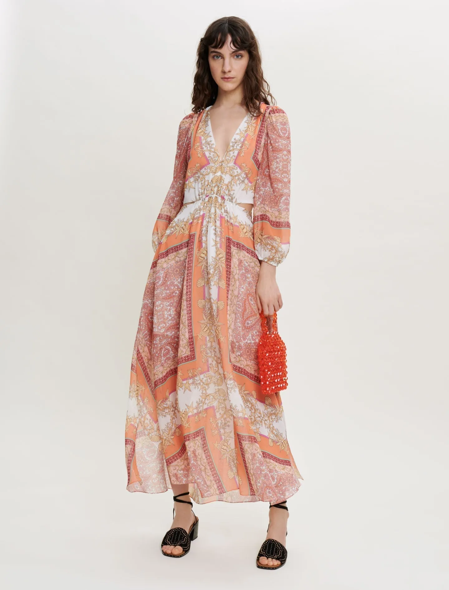 MUSLIN DRESS WITH SCARF PRINT